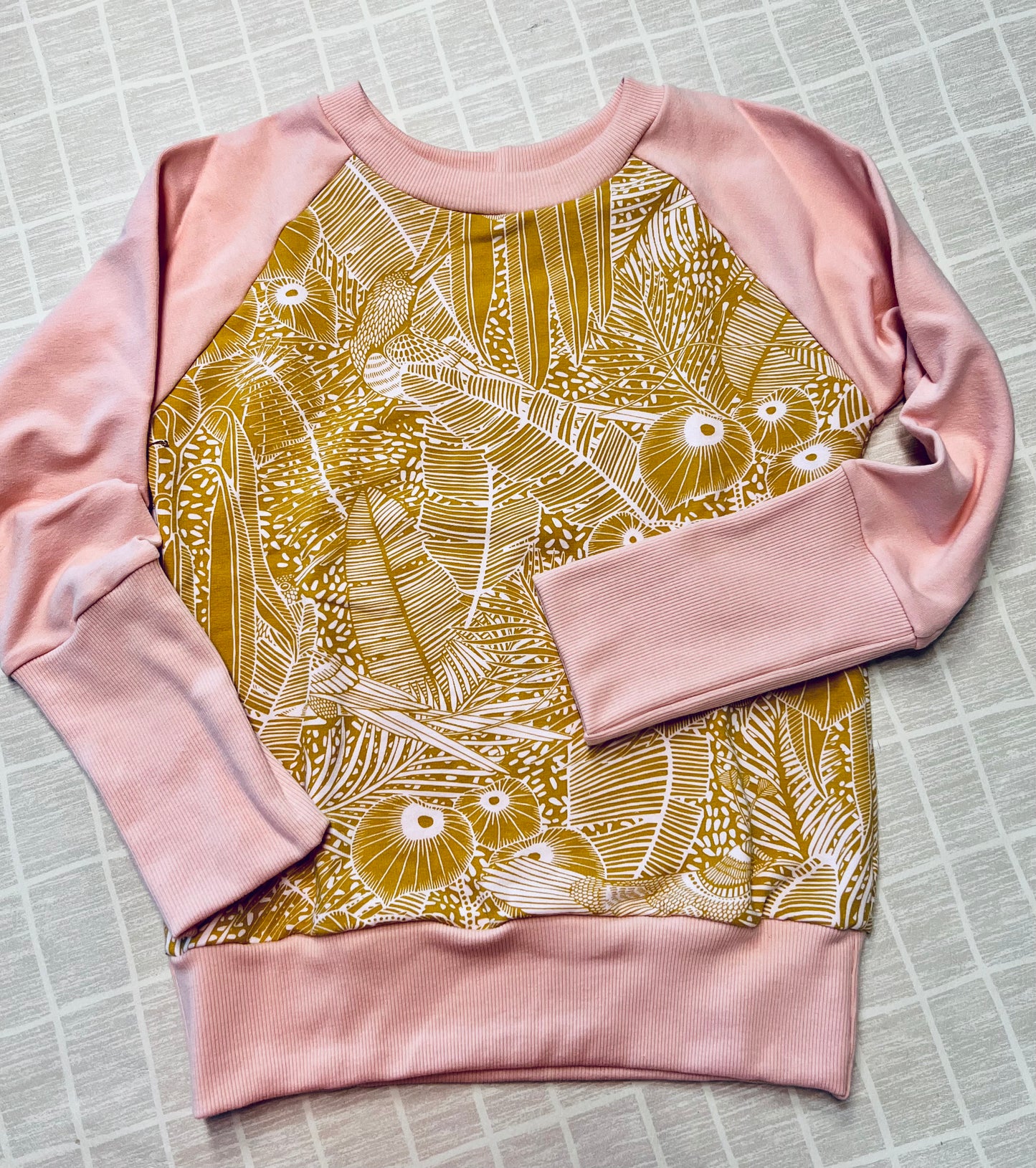 Mustard and Pink Grow With Me Pullover