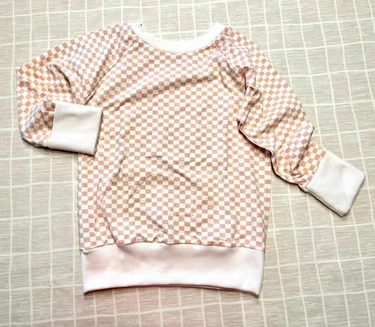 Pink Checked Grow With Me Pullover